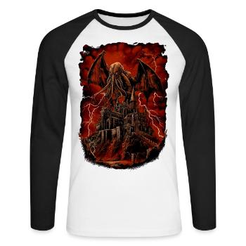 Aufstieg des Cthulhu - Unisex Baseballshirt langarm - Weiß/Schwarz - Vorne - Nik (191cm)