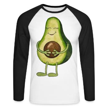 kawaii avocado cute vegan mom pregnant avo - Unisex Long Sleeve Baseball T-Shirt - white/black - Front - Nik (191cm)