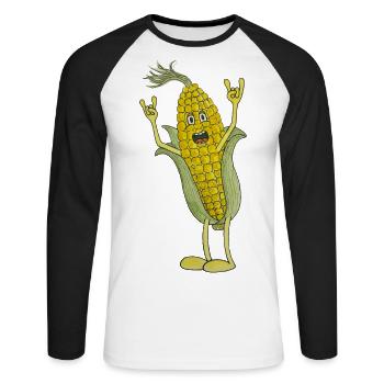 Matal Rock Corn on the cob corn farmer I love corn - Unisex Long Sleeve Baseball T-Shirt - white/black - Front - Nik (191cm)