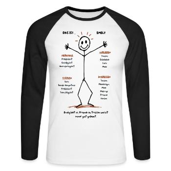 Emelys Lebendige Welt - Unisex Baseballshirt langarm - Weiß/Schwarz - Vorne - Nik (191cm)