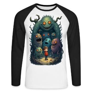 My Monster Friends - Unisex Long Sleeve Baseball T-Shirt - white/black - Front - Nik (191cm)