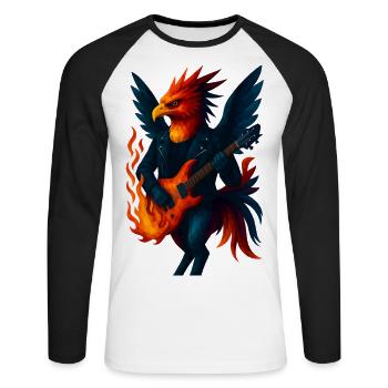 WPAP Stil Tiere - Phönix Gitarrist - Unisex Baseballshirt langarm - Weiß/Schwarz - Vorne - Nik (191cm)