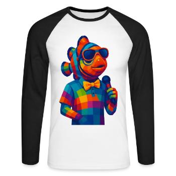 WPAP Polygon Style Animals - Clownfish with Bow Tie - Unisex Long Sleeve Baseball T-Shirt - white/black - Front - Nik (191cm)