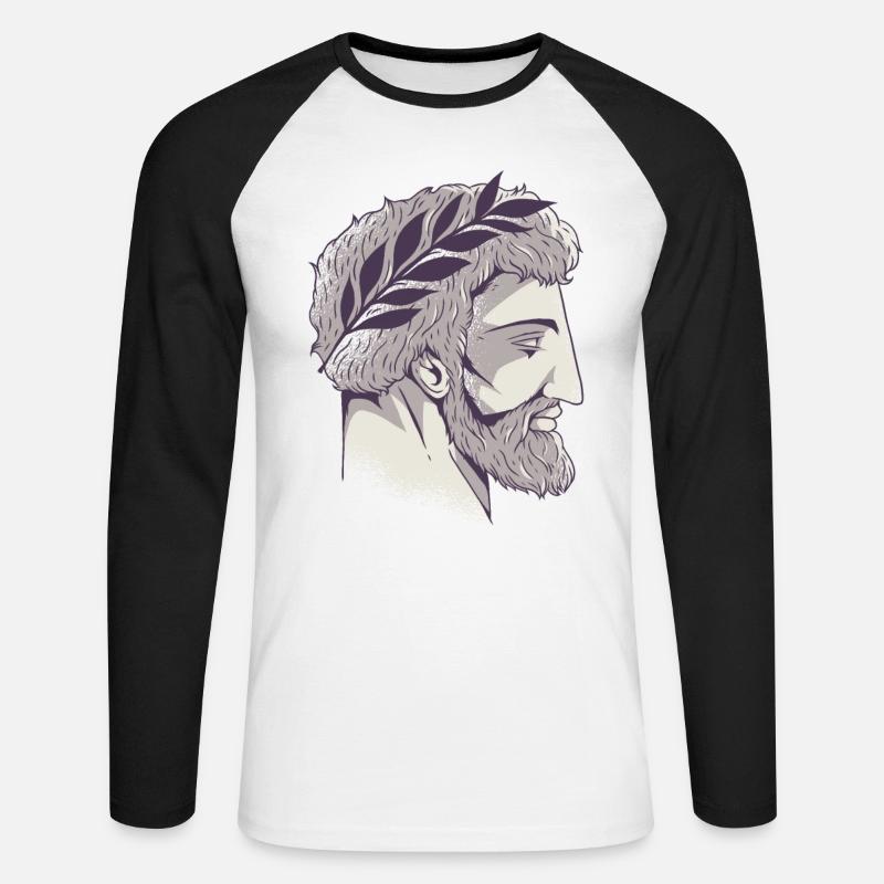 Römischer Kopf - Unisex Baseballshirt langarm - Weiß/Schwarz