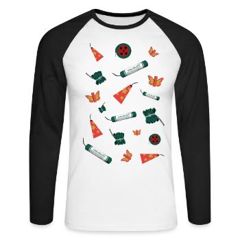 Assortiment de feux d’artifice - T-shirt baseball manches longues Homme - blanc/noir - Devant - Nik (191cm)