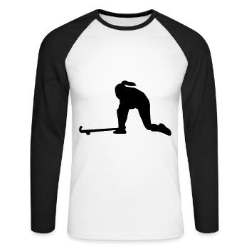 Frauen Feldhockey Spiel - Unisex Baseballshirt langarm - Weiß/Schwarz - Vorne - Nik (191cm)