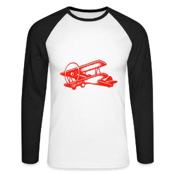 Flugzeug - Unisex Baseballshirt langarm - Weiß/Schwarz - Vorne - Nik (191cm)