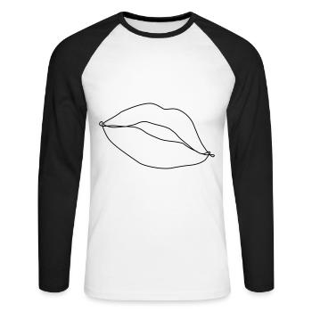 Drawn lips - Unisex Long Sleeve Baseball T-Shirt - white/black - Front - Nik (191cm)