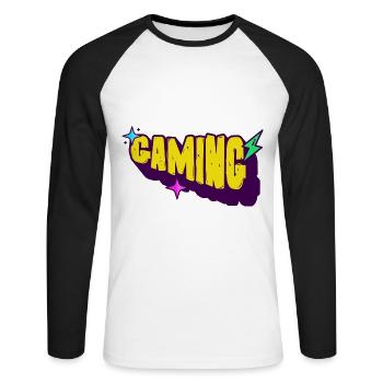 Jeux de joueurs - T-shirt baseball manches longues Homme - blanc/noir - Devant - Nik (191cm)
