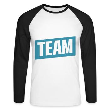 Team - Unisex Baseballshirt langarm - Weiß/Schwarz - Vorne - Nik (191cm)