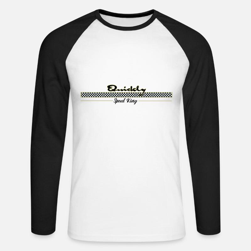 Quickly Speed King - Unisex Baseballshirt langarm - Weiß/Schwarz