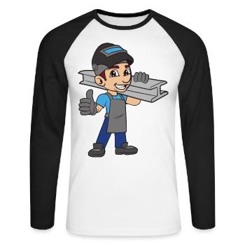 soudeur - T-shirt baseball manches longues Homme - blanc/noir - Devant - Nik (191cm)