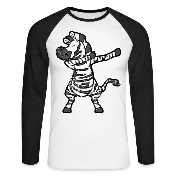 Retro Vintage Grunge Style Dabbing Dab Zebra - Unisex Long Sleeve Baseball T-Shirt - white/black - Front - Nik (191cm)