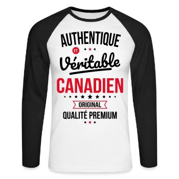 Authentique et véritable Canadien - Original - T-shirt baseball manches longues Homme - blanc/noir - Devant - Nik (191cm)