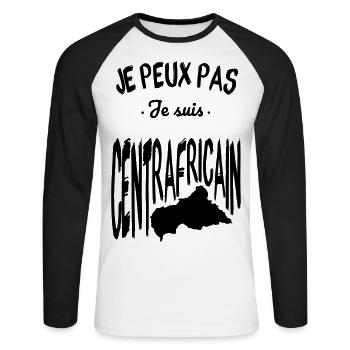 Je peux pas je suis Centrafricain - T-shirt baseball manches longues Homme - blanc/noir - Devant - Nik (191cm)