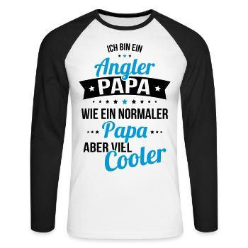 Angler Papa wie ein normaler Papa aber viel cooler - Unisex Baseballshirt langarm - Weiß/Schwarz - Vorne - Nik (191cm)
