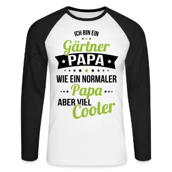 Gardener dad like a normal dad much cooler - Unisex Long Sleeve Baseball T-Shirt - white/black - Front - Nik (191cm)