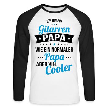 Guitar dad like a normal dad much cooler - Unisex Long Sleeve Baseball T-Shirt - white/black - Front - Nik (191cm)
