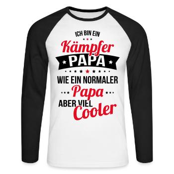 Fighter dad like a normal dad much cooler - Unisex Long Sleeve Baseball T-Shirt - white/black - Front - Nik (191cm)