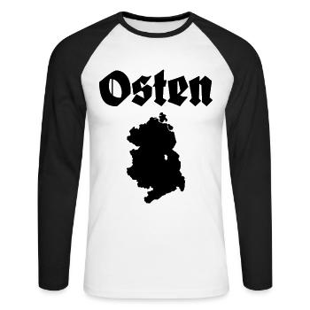Osten DDR Ostdeutschland Karte - Unisex Baseballshirt langarm - Weiß/Schwarz - Vorne - Nik (191cm)