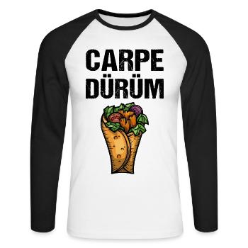 Carpe Dürüm Falafel - Unisex Baseballshirt langarm - Weiß/Schwarz - Vorne - Nik (191cm)