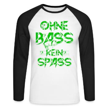 OHNE BASS KEIN SPASS 2 - Unisex Baseballshirt langarm - Weiß/Schwarz - Vorne - Nik (191cm)