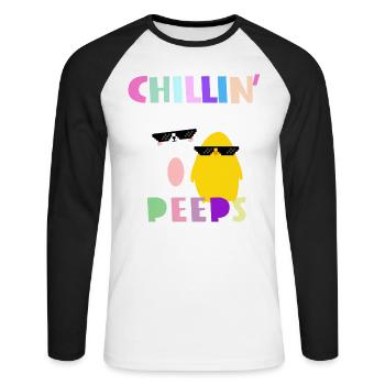 Chillin avec mes coups d'oeil - shirt de Pâques - T-shirt baseball manches longues Homme - blanc/noir - Devant - Nik (191cm)