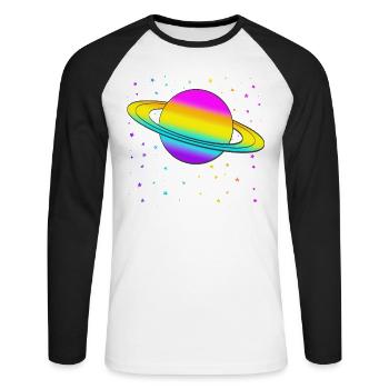 Saturne - T-shirt baseball manches longues Homme - blanc/noir - Devant - Nik (191cm)