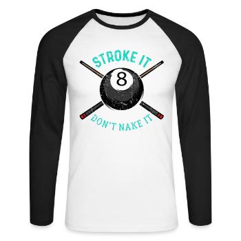 billard - T-shirt baseball manches longues Homme - blanc/noir - Devant - Nik (191cm)