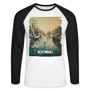 Amsterdam - Unisex Long Sleeve Baseball T-Shirt - white/black - Front - Nik (191cm)