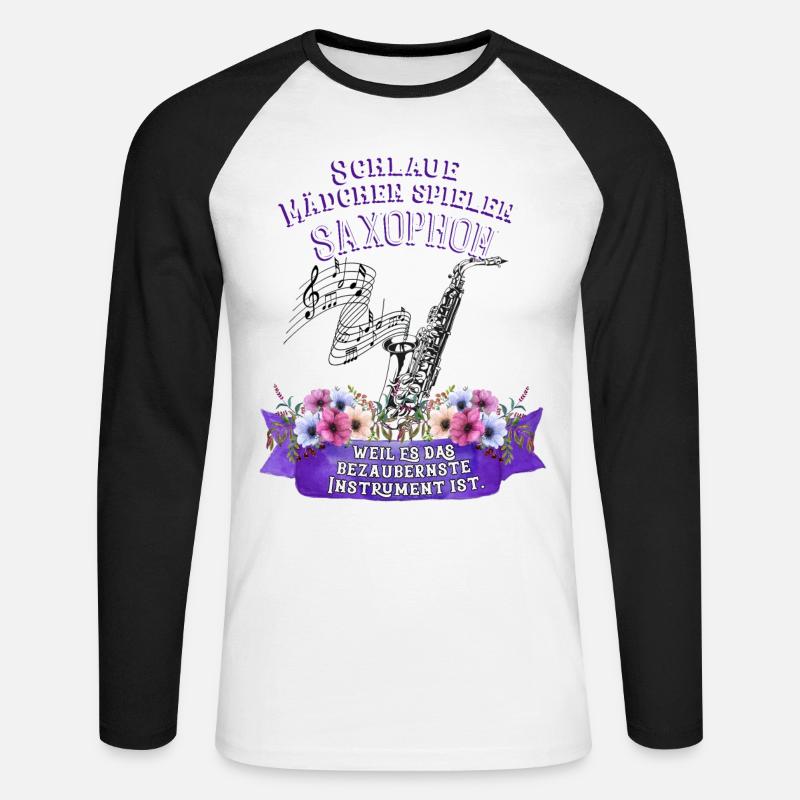 Saxophon Instrument Spruch Mädchen Musik - Unisex Baseballshirt langarm - Weiß/Schwarz