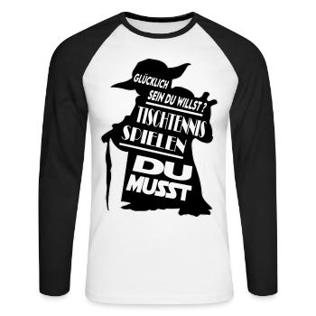 Sprüche Geschenkidee Tischtennis spielen Spieler - Unisex Baseballshirt langarm - Weiß/Schwarz - Vorne - Nik (191cm)