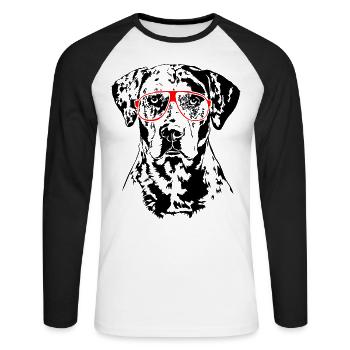 LOUISIANA CATAHOULA LEOPARD DOG Lunettes Wilsigns - T-shirt baseball manches longues Homme - blanc/noir - Devant - Nik (191cm)