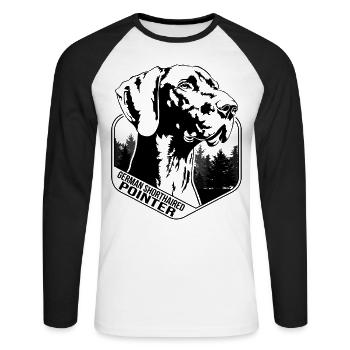 German Shorthaired Pointer Dog Wilsigns Hunting Dogs - Unisex Long Sleeve Baseball T-Shirt - white/black - Front - Nik (191cm)