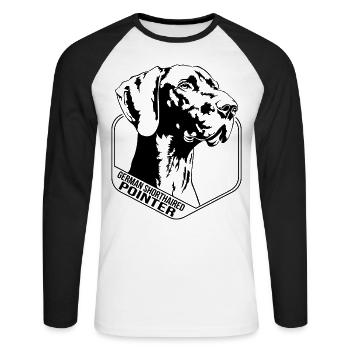 German Shorthaired Pointer Dog Wilsigns Hunting Dogs - Unisex Long Sleeve Baseball T-Shirt - white/black - Front - Nik (191cm)