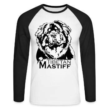 Dogue du Tibet Portrait Chien Chiens Wilsigns - T-shirt baseball manches longues Homme - blanc/noir - Devant - Nik (191cm)