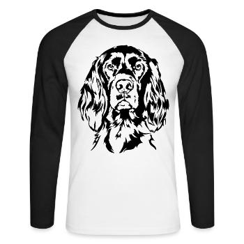 Irish Setter Jagdhund Jagdhunde Hunde Wilsigns - Unisex Baseballshirt langarm - Weiß/Schwarz - Vorne - Nik (191cm)