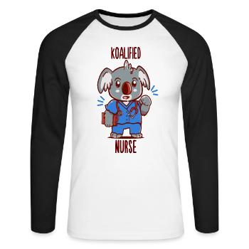 Koalified Nurse - Koala Animal Pun - T-shirt baseball manches longues Homme - blanc/noir - Devant - Nik (191cm)