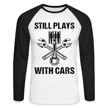 Still Plays With Cars Motorists Tuner Car - Unisex Long Sleeve Baseball T-Shirt - white/black - Front - Nik (191cm)