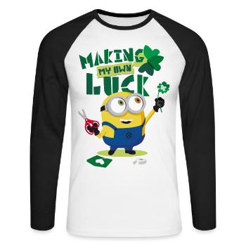 Minions Making My Own Luck - Unisex Long Sleeve Baseball T-Shirt - white/black - Front - Nik (191cm)