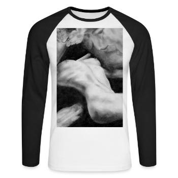 Liebespaar - Unisex Baseballshirt langarm - Weiß/Schwarz - Vorne - Nik (191cm)