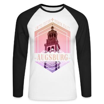 Augsburg Deutschland Stadt Skyline Heimat Liebe - Unisex Baseballshirt langarm - Weiß/Schwarz - Vorne - Nik (191cm)