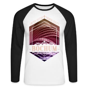 Bochum Deutschland Stadt Skyline Heimat Liebe - Unisex Baseballshirt langarm - Weiß/Schwarz - Vorne - Nik (191cm)