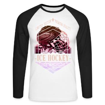 Eishockey Helm Vintage Retro Spieler Sport Team - Unisex Baseballshirt langarm - Weiß/Schwarz - Vorne - Nik (191cm)