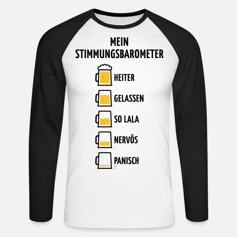 Mein Stimmungsbarometer (Bier / V1 / POS) - Unisex Baseballshirt langarm - Weiß/Schwarz