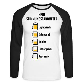 Mein Stimmungsbarometer (Bier / V2 / POS) - Unisex Baseballshirt langarm - Weiß/Schwarz - Vorne - Nik (191cm)