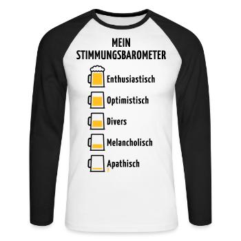 Mein Stimmungsbarometer (Bier / V3 / POS) - Unisex Baseballshirt langarm - Weiß/Schwarz - Vorne - Nik (191cm)