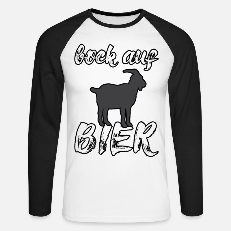 Bock auf Bier - Unisex Baseballshirt langarm - Weiß/Schwarz