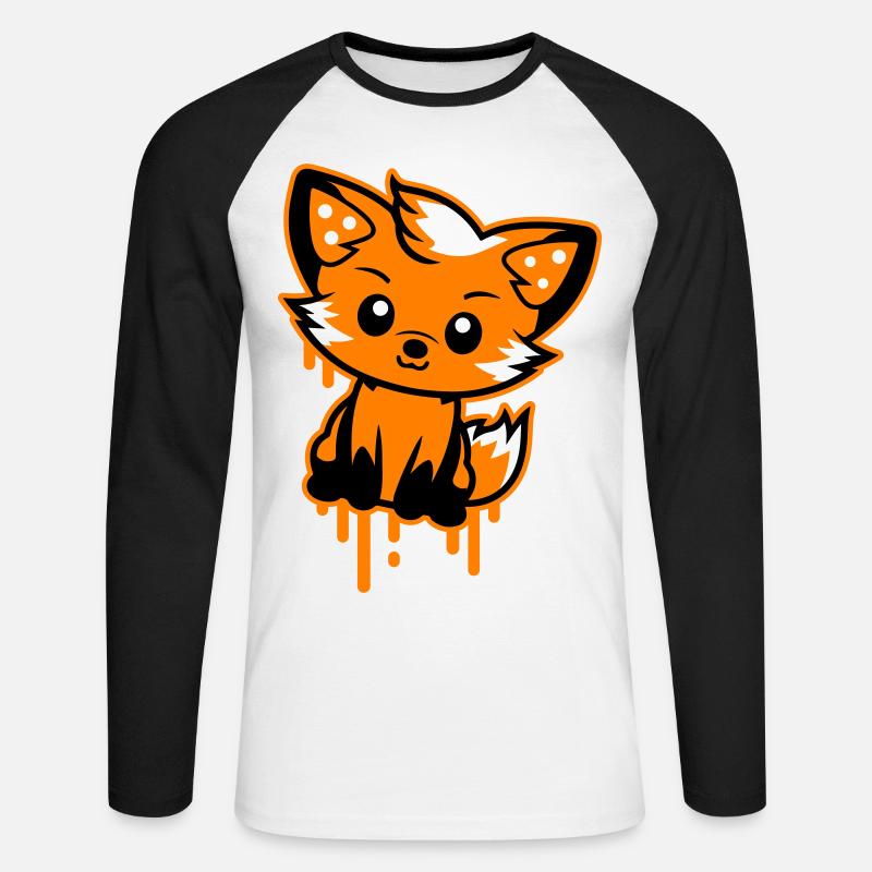 Fuchs Comic - Unisex Baseballshirt langarm - Weiß/Schwarz