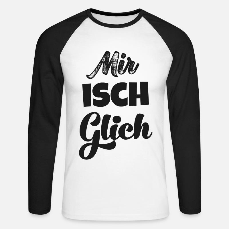 Mir isch glich Schweizerdeutsch Schweizer - Unisex Baseballshirt langarm - Weiß/Schwarz